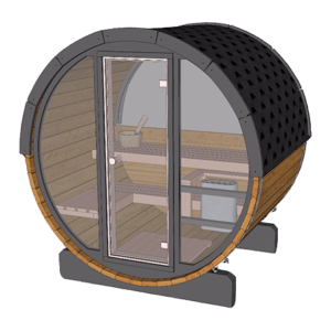 Terrace Sauna 160 (front glass wall + half-moon glass)