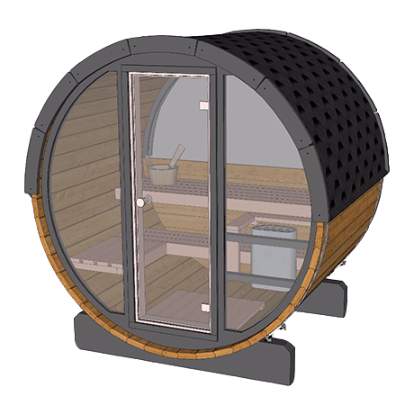 Terrace Sauna 160 (front glass wall + half-moon glass)