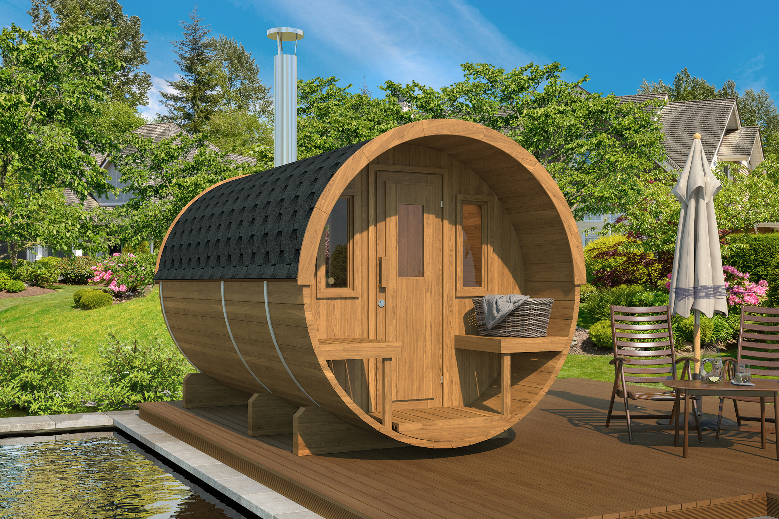 Barrel Sauna 330 (with balcony)