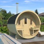 Outdoor wooden barrel garden sauna 280 installed in garden