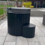 Black Cold Tub 100 fiberglass ice bath with matching step