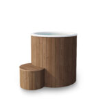 Cold Tub 100 fiberglass ice bath with integrated wooden step