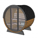 Cutaway view of Terrace Sauna 160 with full moon glass front
