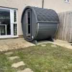 Terrace Sauna 160 standard model installed outdoors in garden