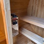 Interior bench detail inside Terrace Sauna 160 standard model